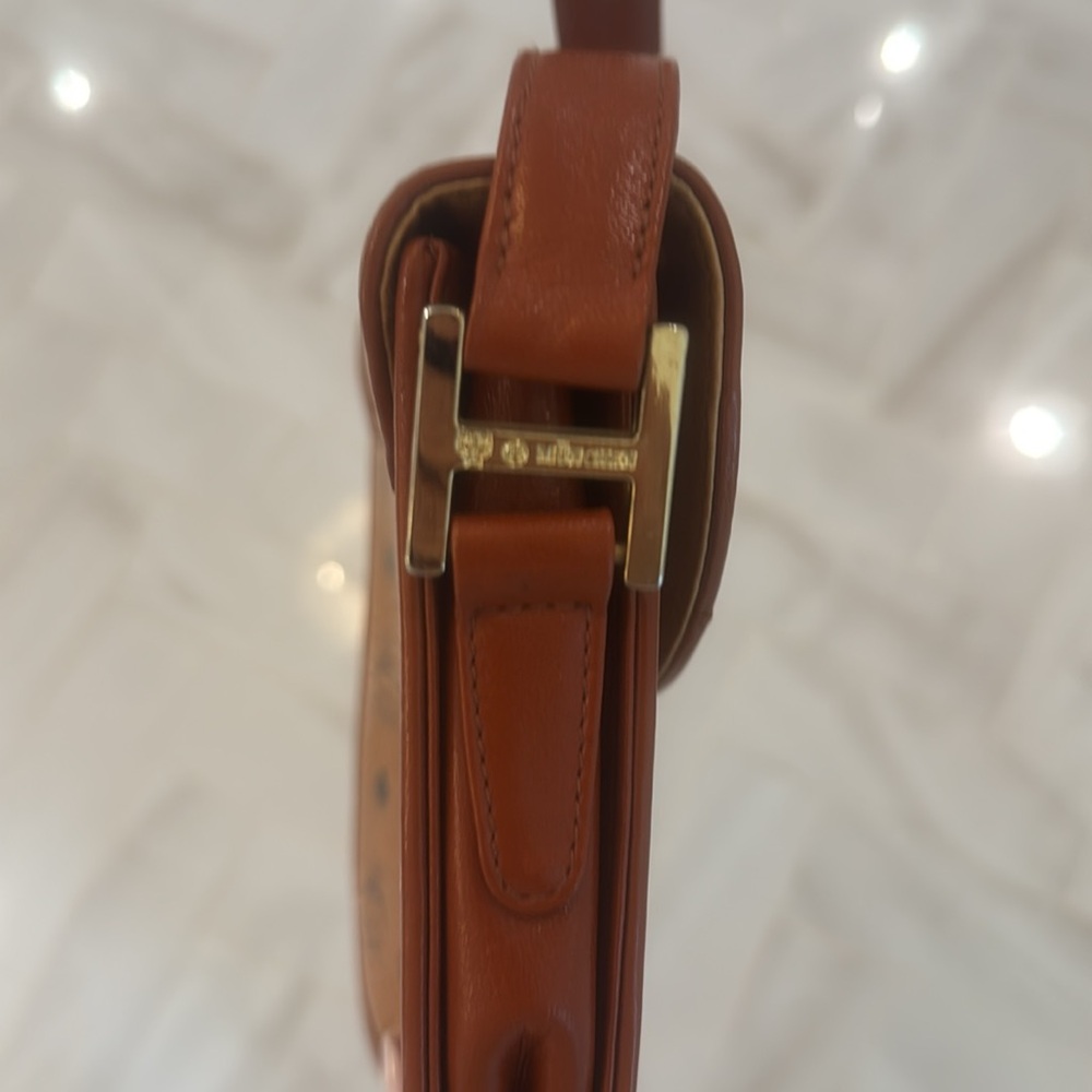 MCM Cognac Brown Monogram Crossbody Bag - Picture 6 of 11